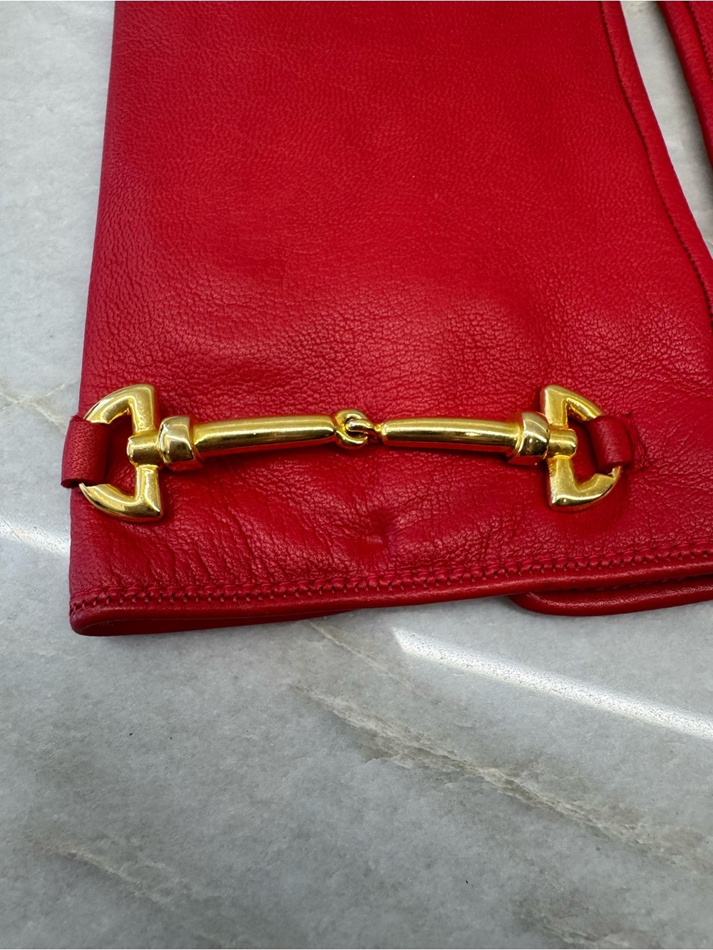 Celine Red Lambskin Leather Gloves - Picture 6 of 12